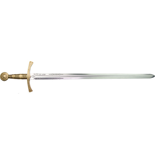 Denix 14th Century French Replica Sword with Embossed Leather Scabbard Alt Image 1