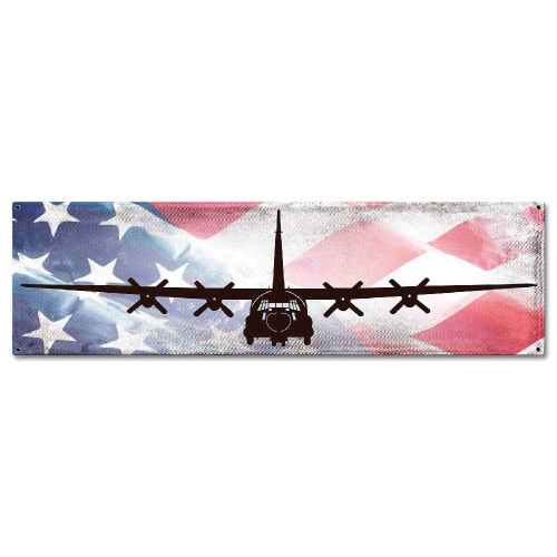 C-130 Hercules with Flag Metal Sign Main Image