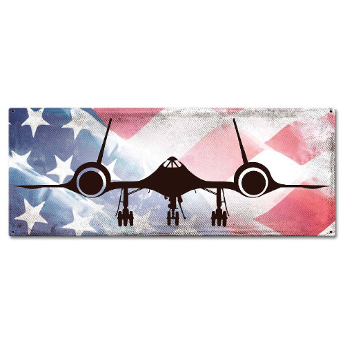 SR-71 Blackbird with Flag Metal Sign Main Image