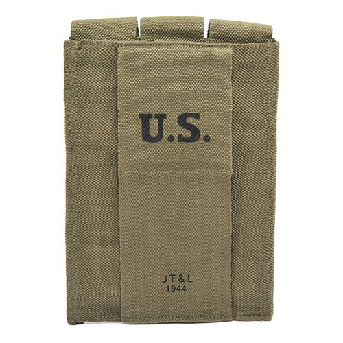 U.S. WWII Thompson 3-Cell 30-Round Magazine Pouch Dark Olive Drab Alt Image 3