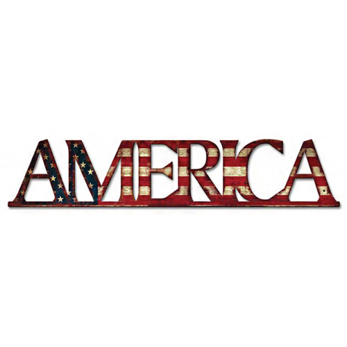 America Flag Plasma Metal Sign Main Image