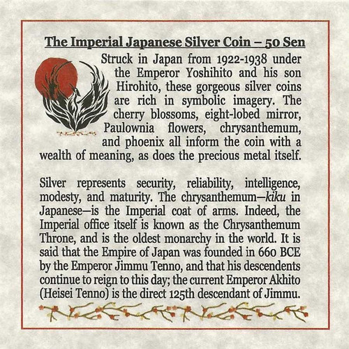 50 Sen Silver Imperial Japanese Coin with Display Box Alt Image 2
