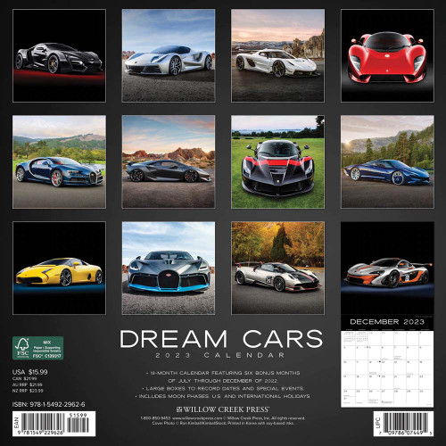 Dream Cars 2023 18 Month Wall Calendar Alt Image 1