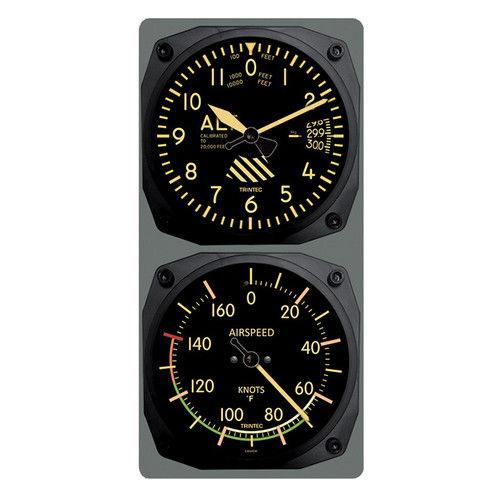 Vintage Altimeter Clock & Airspeed Indicator Thermometer Main Image