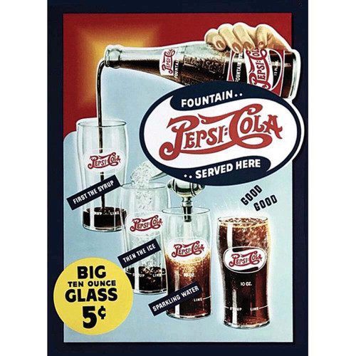 Pepsi Big Ten Ounce Glass Metal Sign Main Image
