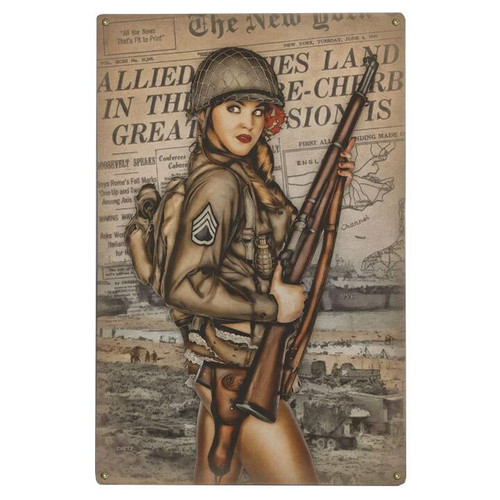 D-Day Tribute Metal Sign LS2378-BD Main Image