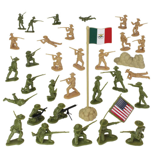 BMC BORDER WARS 1/32 PLASTIC FIGURES, U.S. VS. MEXICO - 34 P BMC TOYS (40038) Alt Image 1