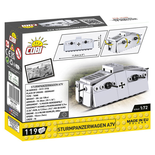 STURMPANZERWAGEN A7V 1/72 Building Block Model - 119 Pieces Cobi (3094) Alt Image 4