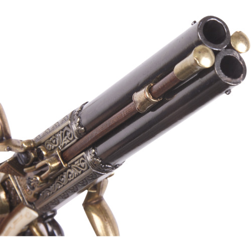 Denix Colonial Double Barrel Over-Under Replica Flintlock Pistol Alt Image 1
