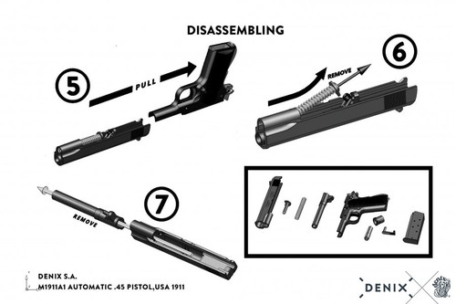 M1911A1 Replica Government 45 Automatic Pistol - Checkered Wood Grips Alt Image 3