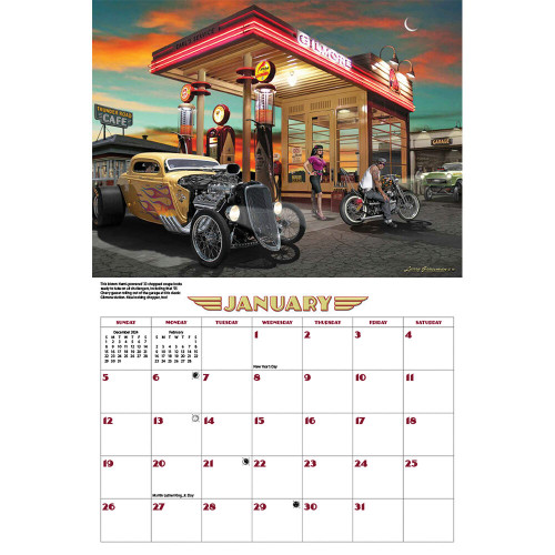 HOT RODS & KUSTOMS 2025 WALL CALENDAR - ART BY LARRY GROSSMA 9781631145360 Alt Image 1