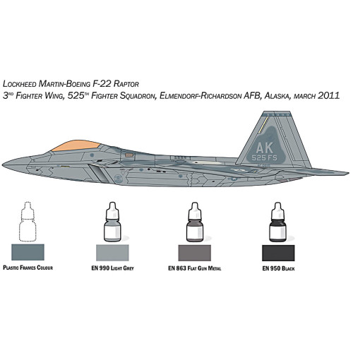 F-22 Raptor 1/72 Kit w/Tools and Paint Italeri (72011) Alt Image 1