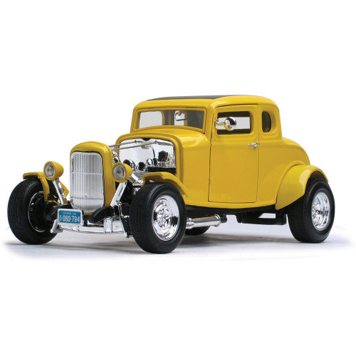 1932 FORD 5-WINDOW HOT ROD 1/18 Die Cast Model - YELLOW Motormax (73172B) Alt Image 1