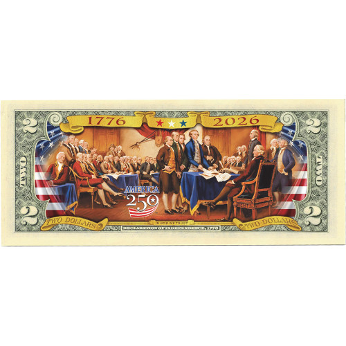 250th ANNIVERSARY U.S. $2 Bill- Declaration of Independence, Main Image