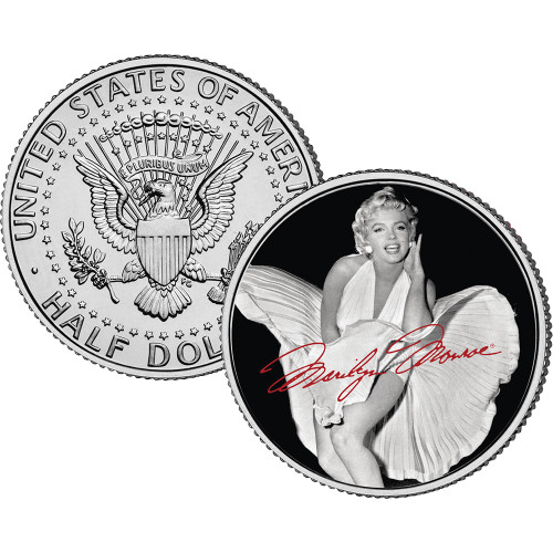 Marilyn Monroe in White Dress Colorized Half Dollar Coin Alt Image 1