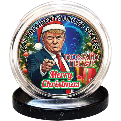 Trump Christmas Colorized Half Dollar Coin Merrick Mint (TRUMP_XMAS_CRTN_JFK ) Alt Image 2