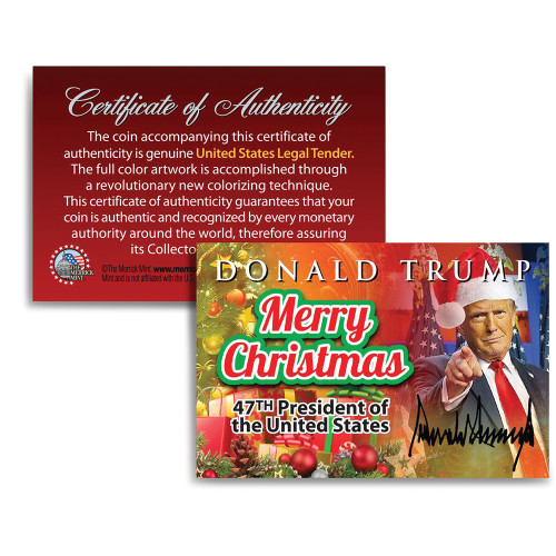 Trump Christmas Colorized Half Dollar Coin Merrick Mint (TRUMP_XMAS_CRTN_JFK ) Alt Image 3