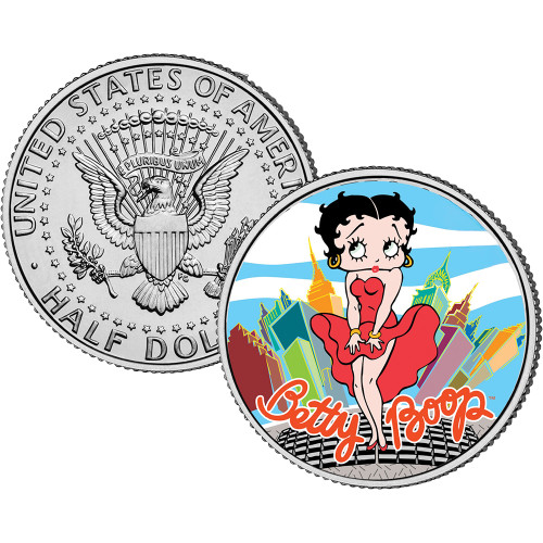 Betty Boop in Red Dress Colorized Half Dollar Coin Alt Image 1