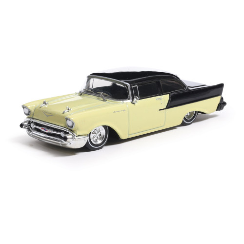 1:64 1957 Chevrolet One-Fifty - Lowered - Colonial Cream and Onyx Black Main Image