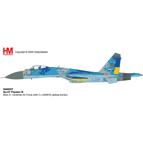 Su-27 Flanker B 1/72 Die Cast Model - HA6027 Ukrainian Air Force (with 2 x JDAM-Er gliding bombs) Main Image