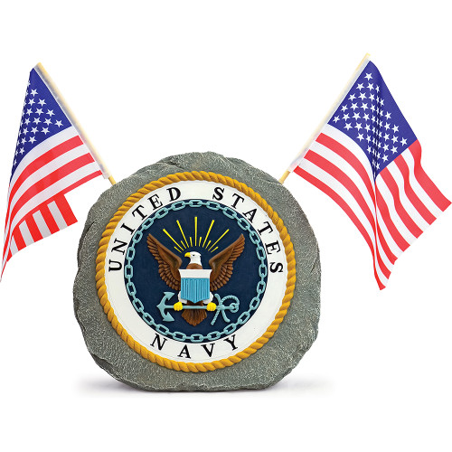 U.S. Navy Garden Stone with Flags Geocentral (R35184) Main Image