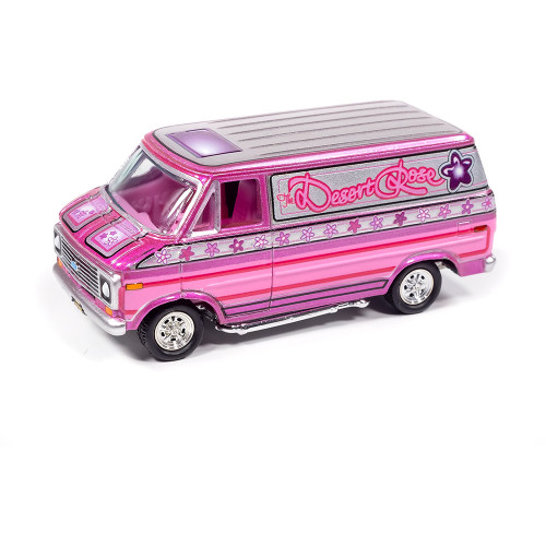 1976 Dodge Tradesman Van & 1975 Chevy G20 Van Boogie Vans - Yellow+Pink 1:64 Scale Alt Image 1