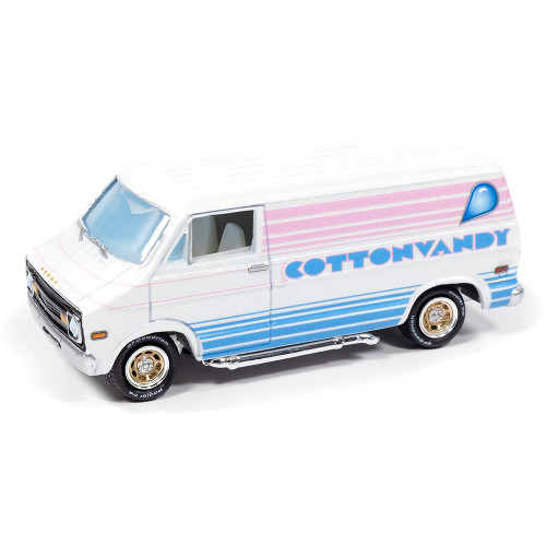 1976 Dodge Tradesman Van & 1975 Chevy G20 Van Boogie Vans - White+Purple 1:64 Scale Alt Image 1