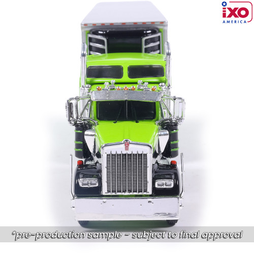 1990 Kenworth W900 with Refer Van - Neon Green and Black Alt Image 8