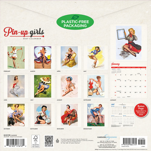 Pinup Girls 2027 Wall Calendar CAROUSEL (270807)  Alt Image 1