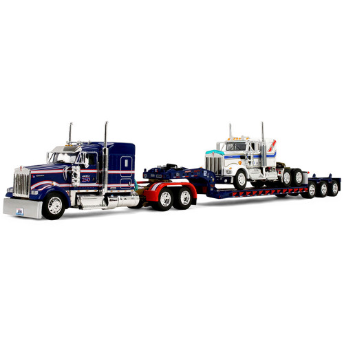 America 250 Kenworth W900L with 72 Aerocab Flat Top Sleeper & Fontaine Magnitude Lowboy Trailer with Kenworth® W900A Lo Main Image