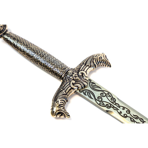 King Arthur Style Dagger Replica: Antique Silver Finish with Alt Image 3