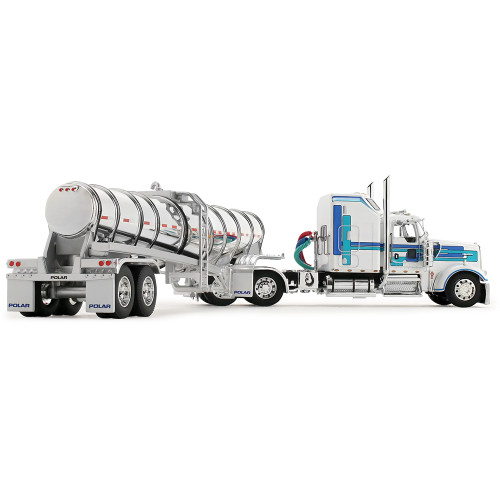 Kenworth® W900L with 60 Aerodyne Sleeper & Polar® Deep Drop Tank Trailer - White/Blue Alt Image 1