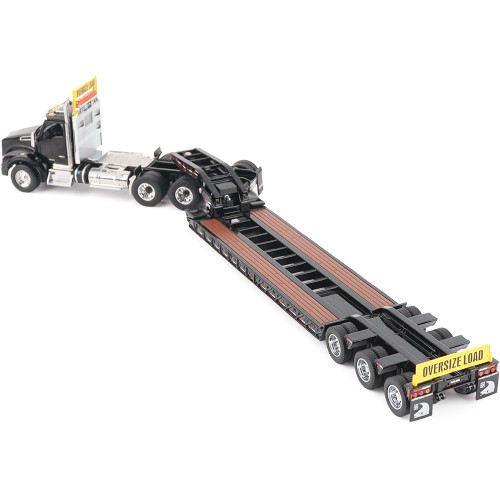 Kenworth T880 SBFA Daycab Tridem Tractor with Trail King TK120 HDG Lowboy Trailer - Black