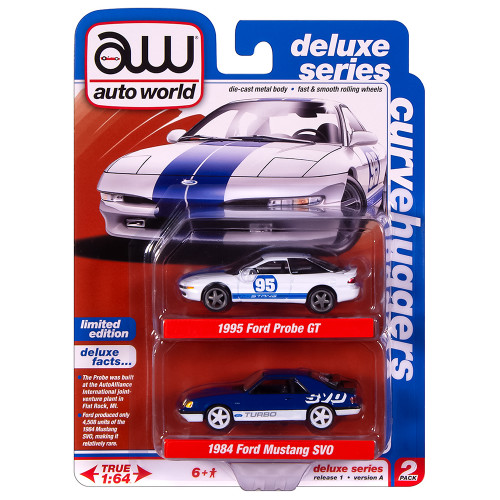 1995 Ford Probe GT & 1984 Ford Mustang SVO Curve Huggers 2Pack A - White & Blue Alt Image 3