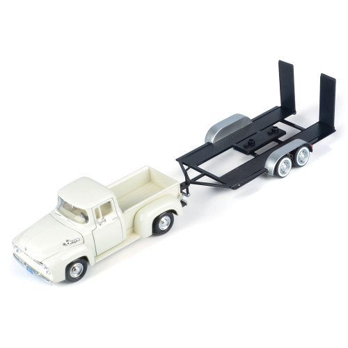 1956 Ford F-100 Pickup (White) & Diecast Trailer Alt Image 4