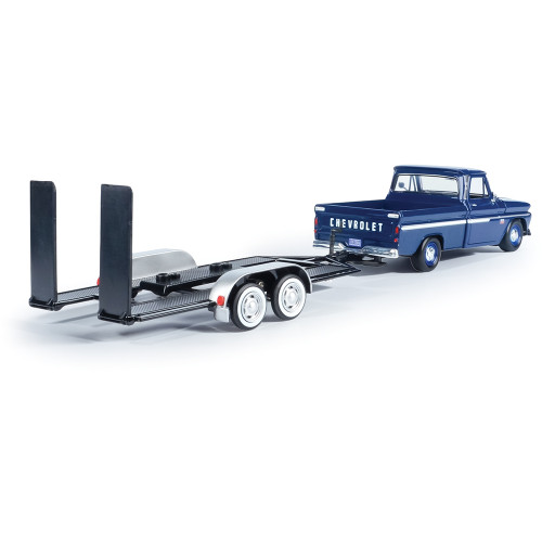 1966 Chevy C10 Fleetside Pickup (Blue) & Diecast Trailer Alt Image 1