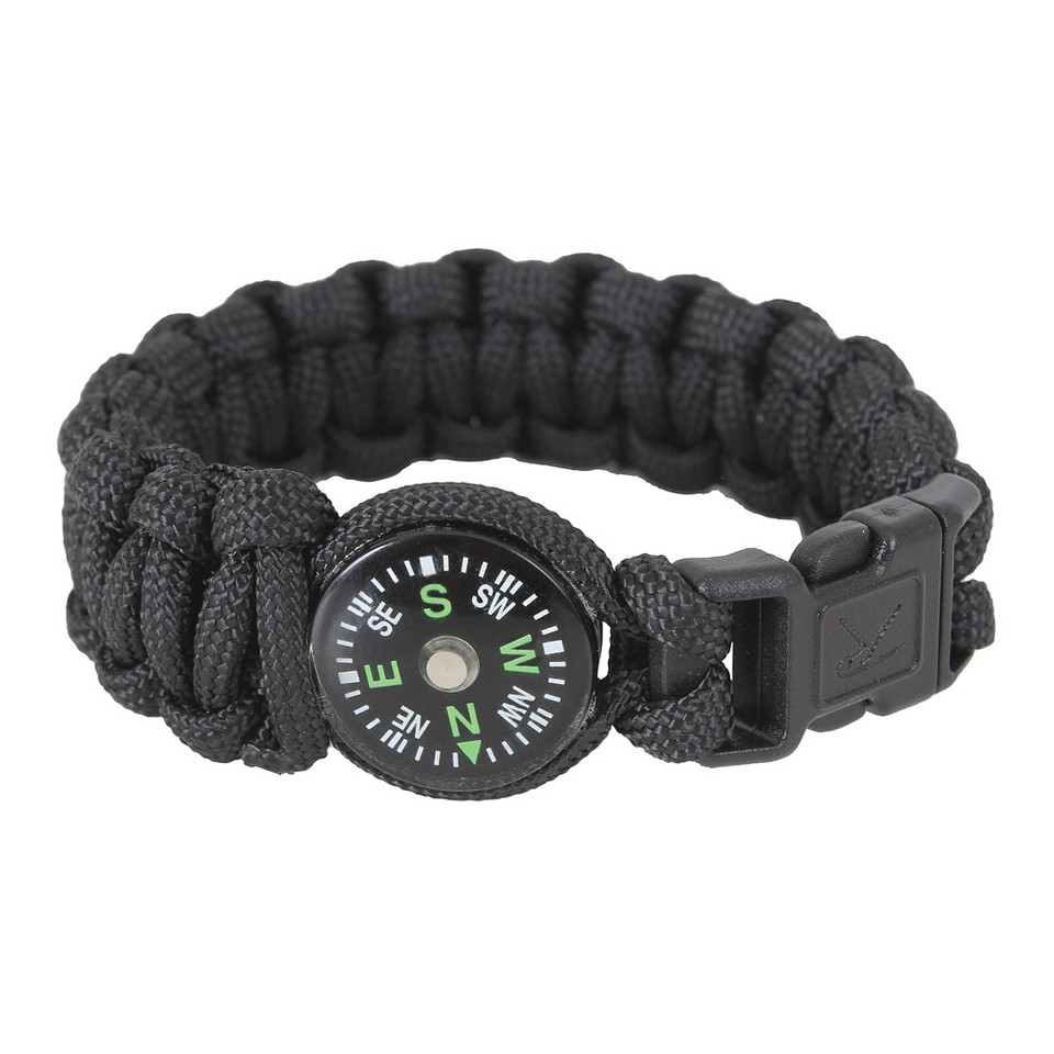 Paracord Compass Bracelet- Black Main Image