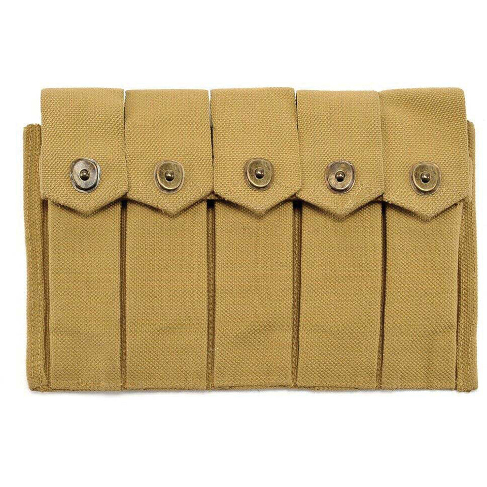 U.S. WWII Thompson 5-Cell 20-Round Magazine Pouch - Kahki  Marked JT&L 1943 Main Image