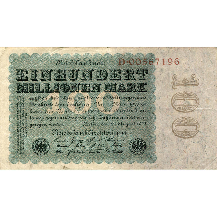 German 100 Million Mark Note Main Image