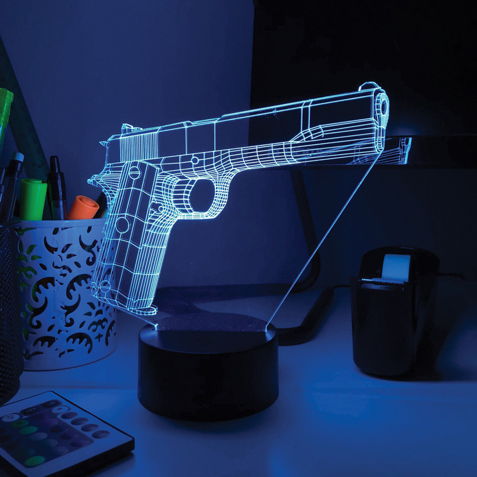 M1911 Pistol 3D Color Lamp with Remote Main Image