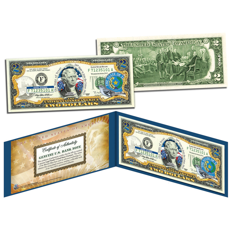 Texas State $2 Bill Main Image