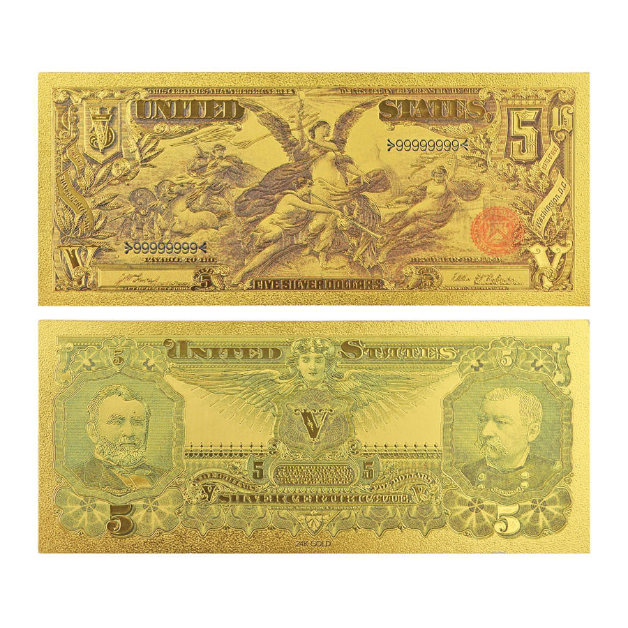 1896 Educational Series $5 Gold Foil Note Main Image
