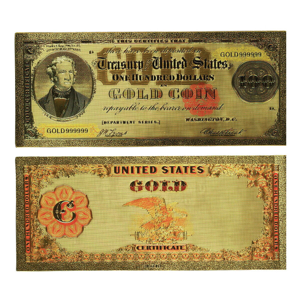 1882 $100 Gold Coin Gold Foil Note Main Image