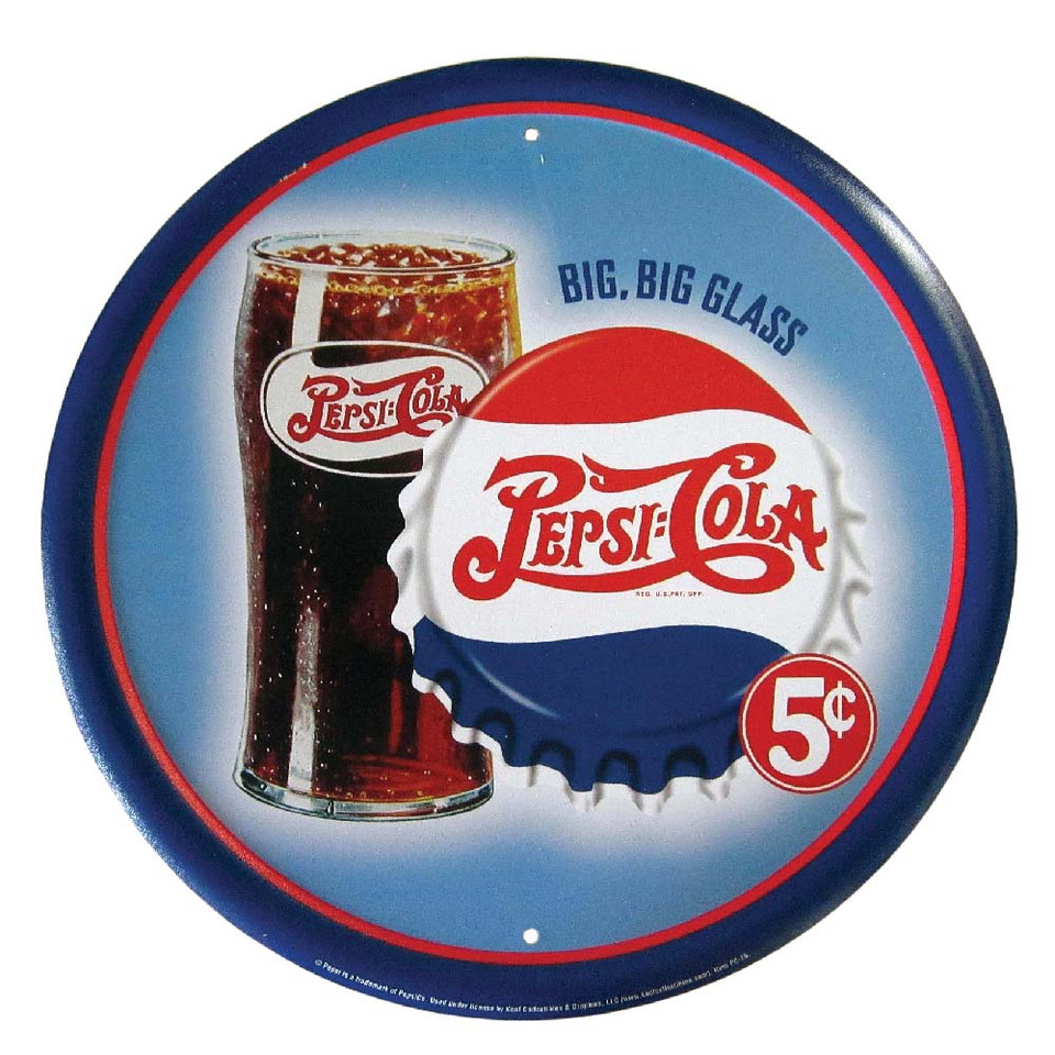 Pepsi Big Glass Metal Sign Main Image