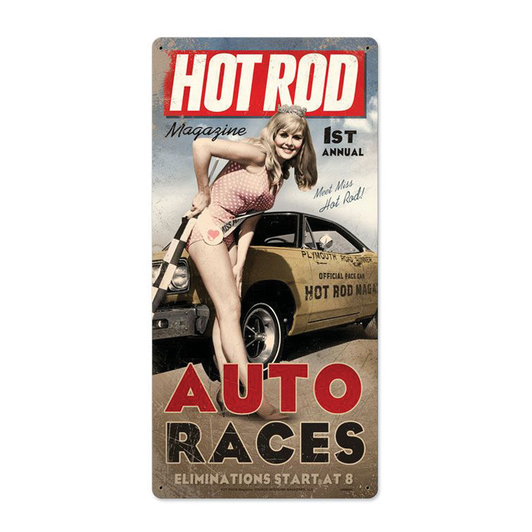 Hot Rod Pin-Up Metal Sign Main Image