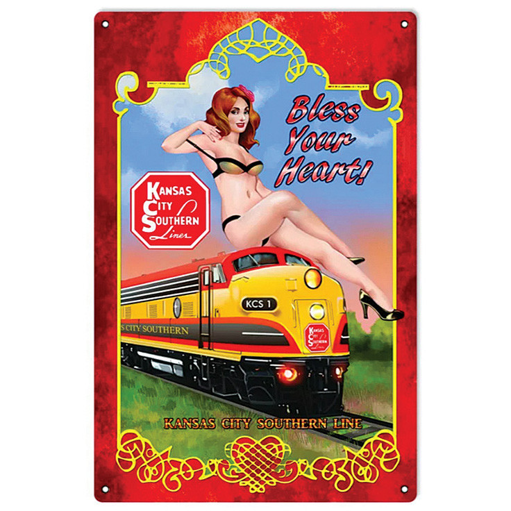 Bless Your Heart Railroad Pin-Up Metal Sign Main Image