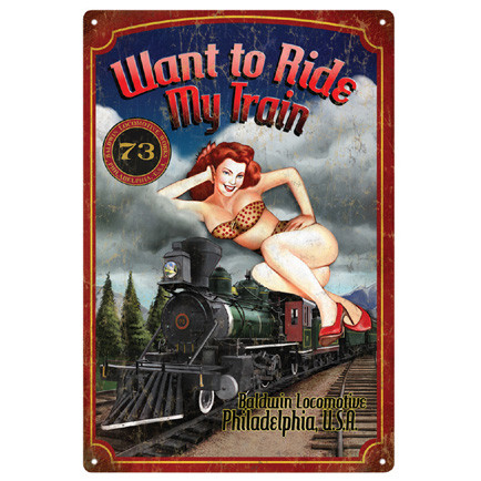 Ride My Train Pin-Up Metal Sign Main Image
