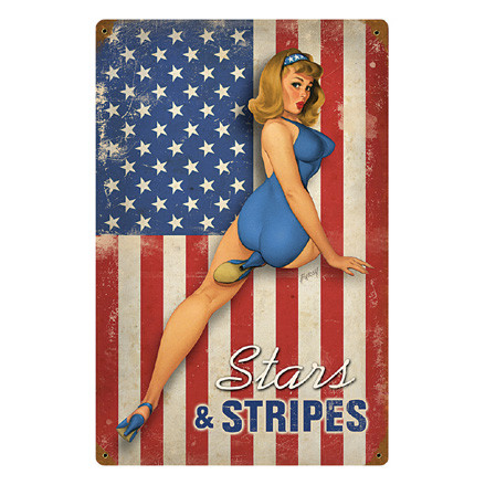 Stars & Stripes Pin-Up Girl Metal Sign Main Image