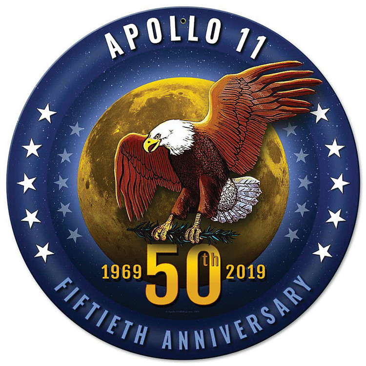 Apollo 11 50th Anniversary Starfield Round Metal Sign Main Image