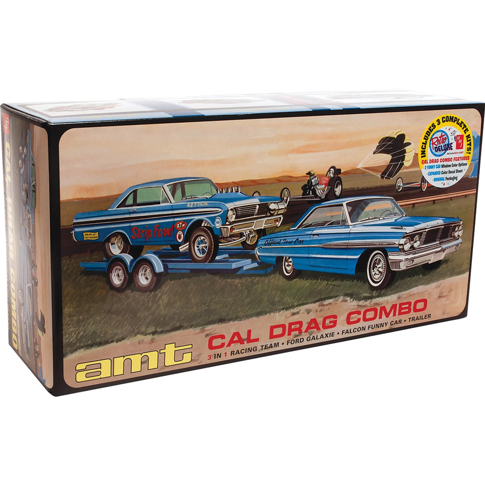 Cal Drag Combo 1964 Galaxie, AWB Falcon & Trailer 1/25 Kit Main Image